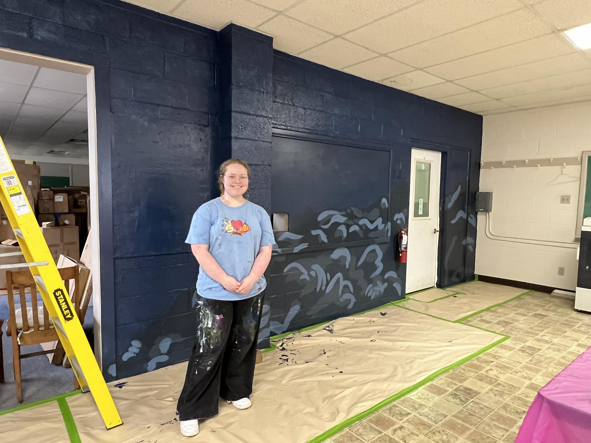 Ella Parker- Working on Mural in Senior Center